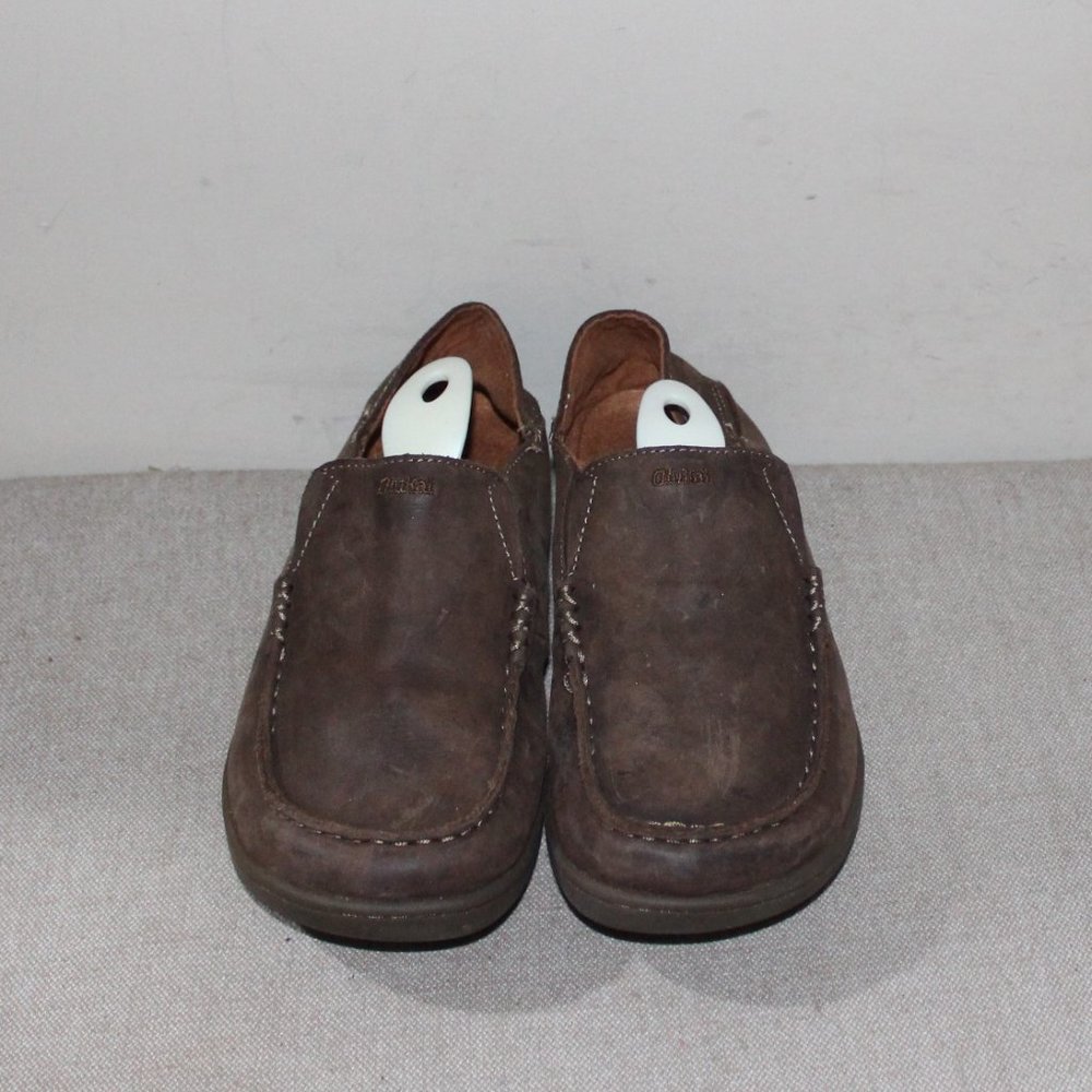 KIDS OLUKAI LEATHER SLIP ON SHOES - SIZE 3 1/2 - BROWN - Picture 2 of 8